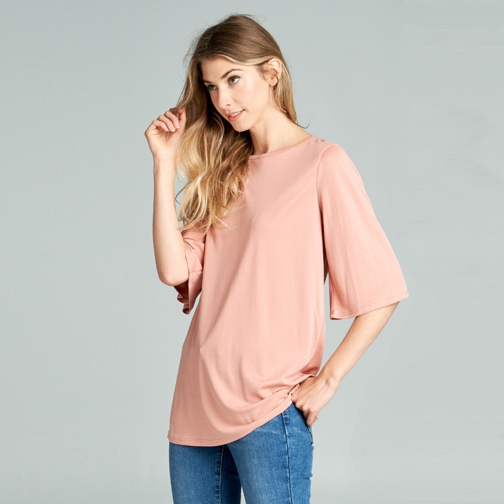 Mauve Modal Spandex Bell Sleeve Tunic Top